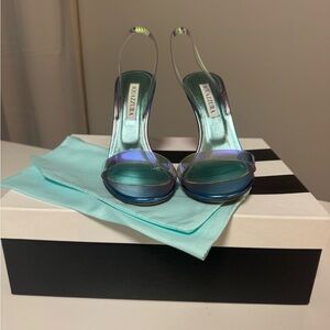 Aquazzura Iridescent Blue Slingback Heels
